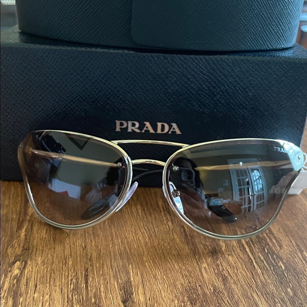 Prada Women's 69mm Mofified Cat Eye Sunglasses with Gold Frame